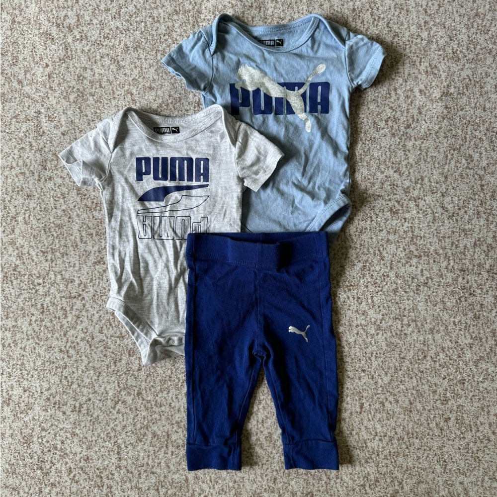 5/$25 Puma Baby Boy 3-Piece Blue Bodysuit and Pants Set